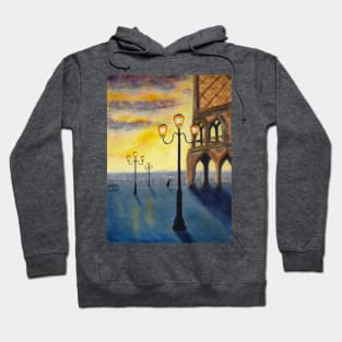 Lowry Meets Venice. Acrylics on board, an original artwork. Hoodie